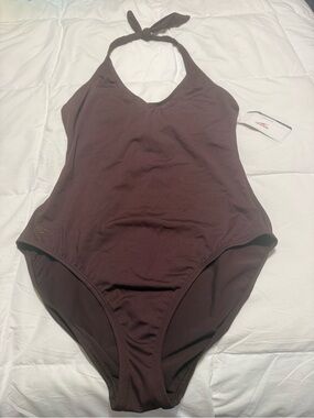 Speedo  Halter One-Piece Swimsuit in Deep Brown 16